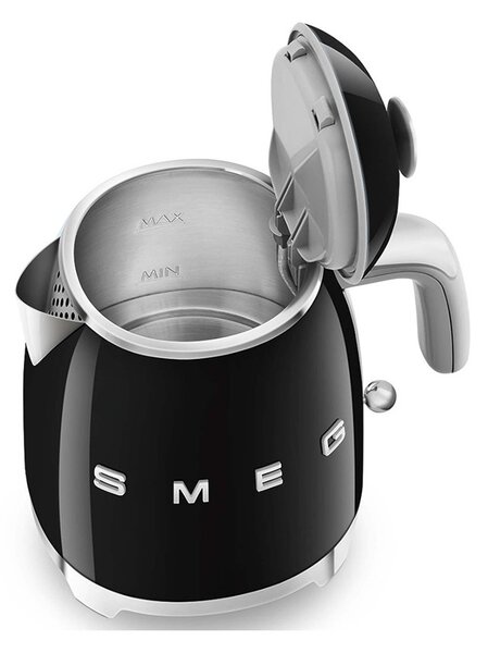 Smeg KLF05BLEU Nero Lucido 50's Style Mini Bollitore 0,8 litri 3 Tazze AutoOFF 100°C
