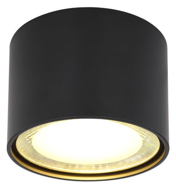 Lampada da soffitto Globo Lighting, corpo in metallo nero opaco, vetro trasparente satinato, diametro: 113 mm, altezza: 80 mm, include LED 12W 230V, flusso luminoso: 1300 lm, emissione luminosa: 980 lm, temperatura di colore: 3000K