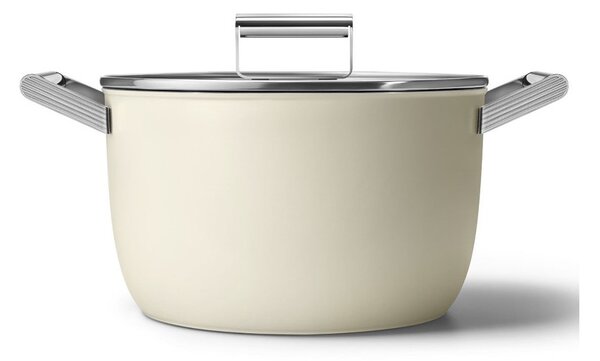 Smeg CKFC2611CRM Panna 50's Style Cookware Casseruola 26cm 7,7L Antiaderente Coperchio