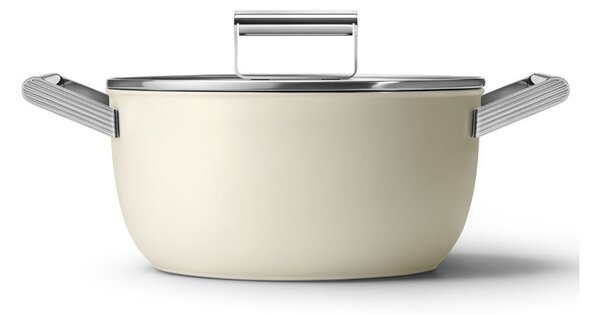 Smeg CKFC2411CRM Panna 50's Style Cookware Casseruola 24cm 4,6L Antiaderente Coperchio