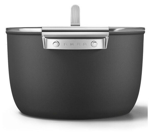 Smeg CKFC2611BLM Nero 50's Style Cookware Casseruola 26cm 7,7L Antiaderente Coperchio