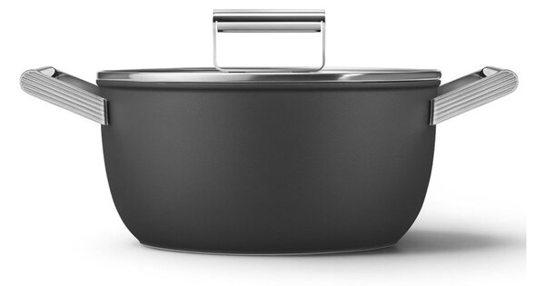 Smeg CKFC2411BLM Nero 50's Style Cookware Casseruola 24cm 4,6L Antiaderente Coperchio