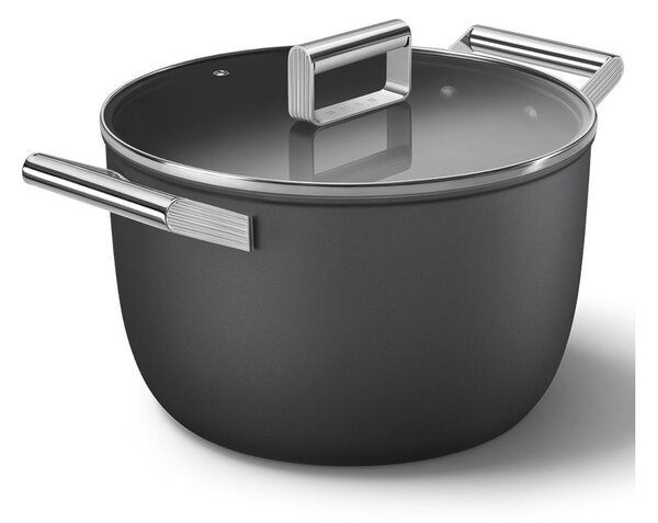 Smeg CKFC2611BLM Nero 50's Style Cookware Casseruola 26cm 7,7L Antiaderente Coperchio