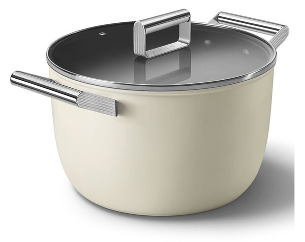Smeg CKFC2611CRM Panna 50's Style Cookware Casseruola 26cm 7,7L Antiaderente Coperchio