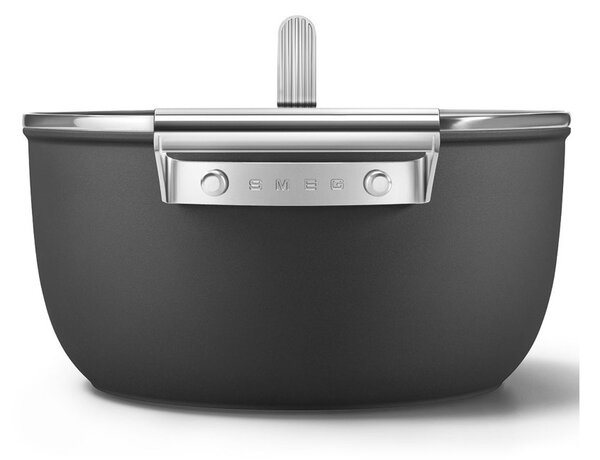 Smeg CKFC2411BLM Nero 50's Style Cookware Casseruola 24cm 4,6L Antiaderente Coperchio