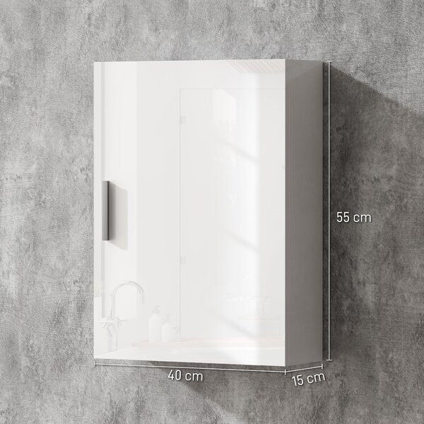 HOMCOM Mobiletto Armadietto Bagno Pensile da Parete in Legno con 3 Ripiani Regolabili in Vetro su 3 Livelli, 40x15x55 cm, Bianco|Aosom Italy