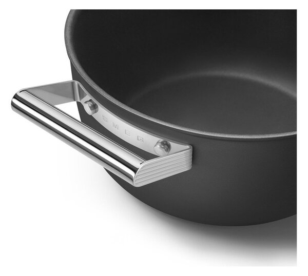 Smeg CKFC2411BLM Nero 50's Style Cookware Casseruola 24cm 4,6L Antiaderente Coperchio