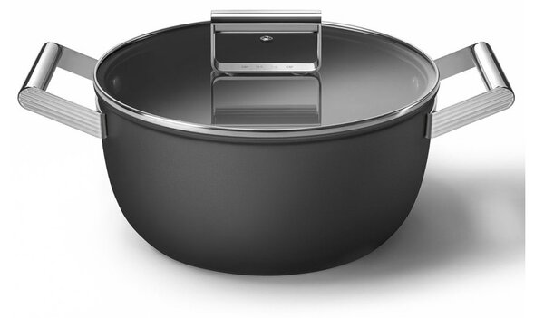 Smeg CKFC2411BLM Nero 50's Style Cookware Casseruola 24cm 4,6L Antiaderente Coperchio