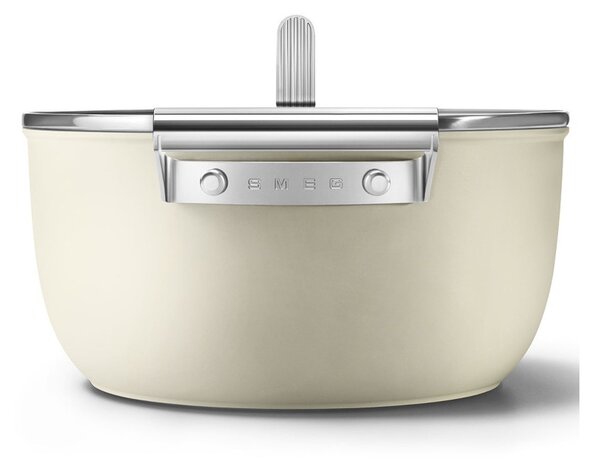 Smeg CKFC2411CRM Panna 50's Style Cookware Casseruola 24cm 4,6L Antiaderente Coperchio