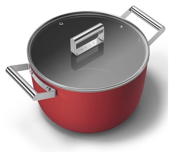 Smeg CKFC2611RDM Rosso 50's Style Cookware Casseruola 26cm 7,7L Antiaderente Coperchio