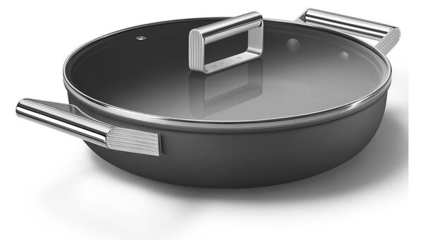 Smeg CKFD2811BLM Nero 50's Style Cookware Tegame 28cm 3,7L Antiaderente Coperchio