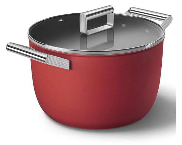 Smeg CKFC2611RDM Rosso 50's Style Cookware Casseruola 26cm 7,7L Antiaderente Coperchio
