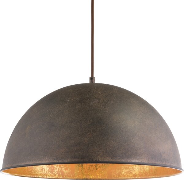 Lampada a sospensione Globo Lighting, struttura in metallo color ruggine e oro, cavo in tessuto marrone, altezza regolabile, diametro: 410 mm, altezza: 1200 mm, esclusa lampadina: 1 x E27 60W 230V