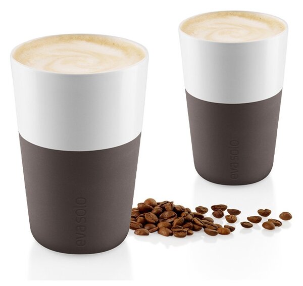 Eva Solo Bicchiere da Caffè Latte 2pz Chocolate 360ml Porcellana Guaina Silicone