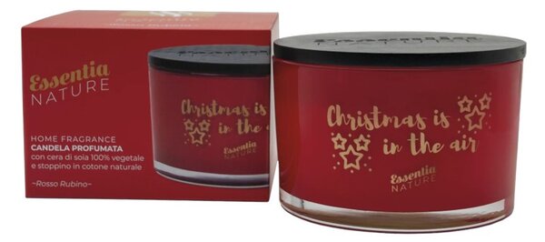 Essentia Candela Profumata in Vaso Rosso Rubino 100 ore Cera di Soia 100% Vegetale