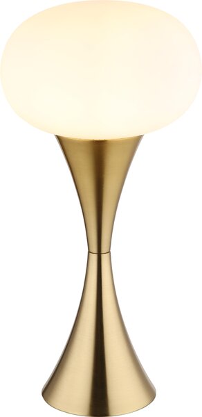Lampada da tavolo, colore ottone, vetro opalino, H 36,9 cm