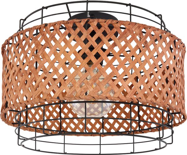 Lampada a soffitto, nera, rotonda, con struttura a gabbia, diametro 35 cm