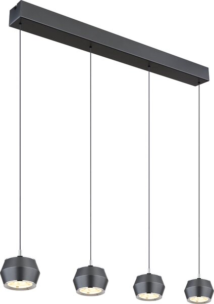 Lampada a sospensione per sala da pranzo alluminio grigio Luce a sospensione a LED 4 fiamme 15209-4