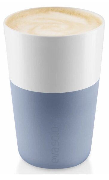 Eva Solo Bicchiere da Caffè Latte 2pz Blue Sky 360ml Porcellana Guaina Silicone