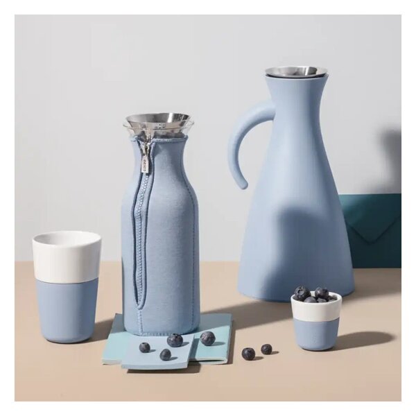 Eva Solo Bicchiere da Caffè Latte 2pz Blue Sky 360ml Porcellana Guaina Silicone