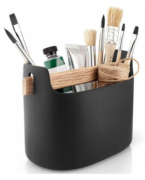 Eva Solo Barattolo per Utensili Basso 15cm Nero Ceramica Manico in Legno