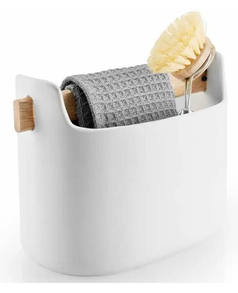 Eva Solo Barattolo per Utensili Basso 15cm Bianco Ceramica Manico in Legno