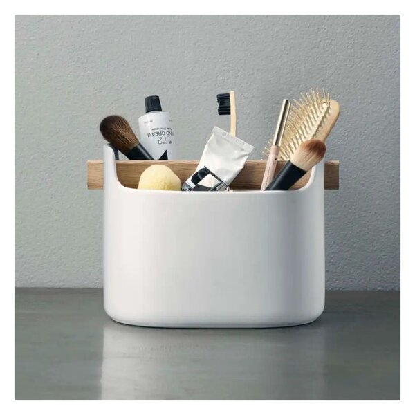 Eva Solo Barattolo per Utensili Basso 15cm Bianco Ceramica Manico in Legno