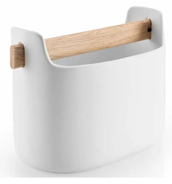 Eva Solo Barattolo per Utensili Basso 15cm Bianco Ceramica Manico in Legno