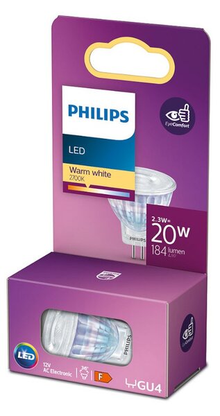 Philips LED Spot GU4 2,3W 12V 2700K 184lm 36° Mini Dicroica Equivalente 20W