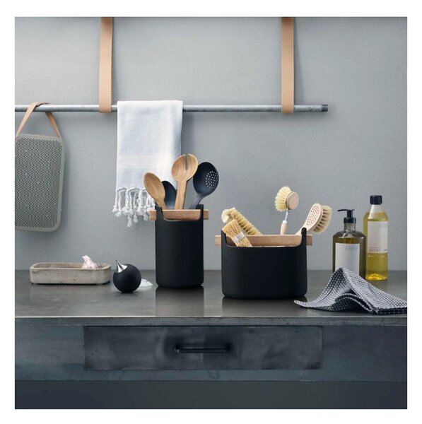 Eva Solo Barattolo per Utensili Basso 15cm Nero Ceramica Manico in Legno