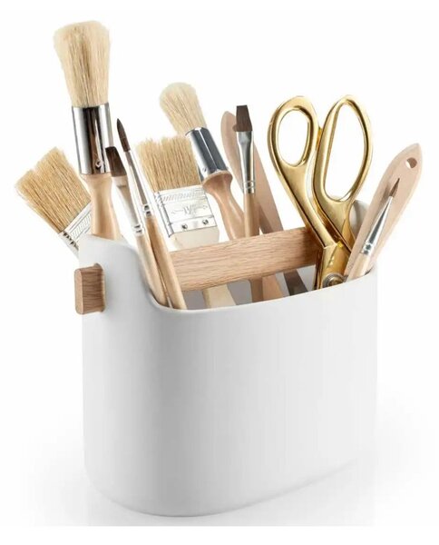 Eva Solo Barattolo per Utensili Basso 15cm Bianco Ceramica Manico in Legno