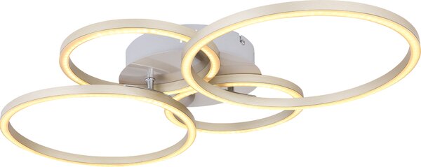 Plafoniera LED, design ad anello, argento, L 65,5 cm
