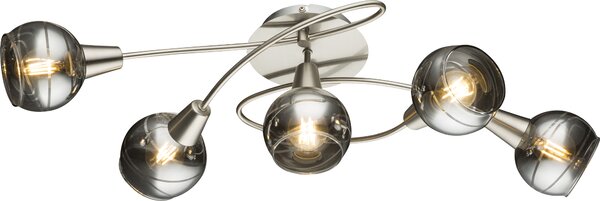 Globo Lighting plafoniera in metallo nichel opaco, 5x E14 LED