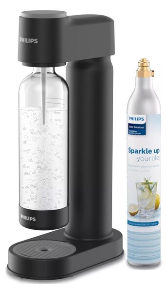 Philips ADD4901BK/10 Lite Black Soda Maker Gasatore Acqua con Bombola Gas CO2 e Bottiglia PET