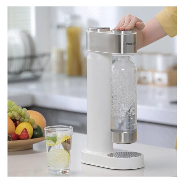 Philips ADD4902WH/10 White Inox Soda Maker Gasatore Acqua con Bombola Gas CO2 e Bottiglia PET