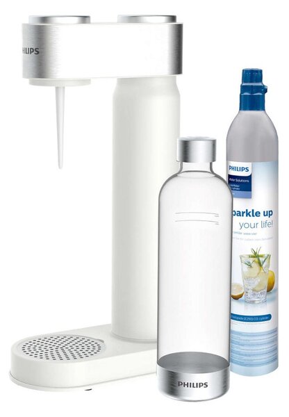 Philips ADD4902WH/10 White Inox Soda Maker Gasatore Acqua con Bombola Gas CO2 e Bottiglia PET
