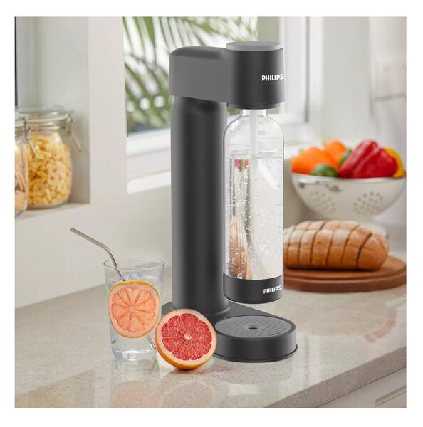 Philips ADD4901BK/10 Lite Black Soda Maker Gasatore Acqua con Bombola Gas CO2 e Bottiglia PET