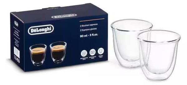 DeLonghi DLSC310 Bicchieri Espresso 2pz 90ml Vetro Doppia Parete Termica