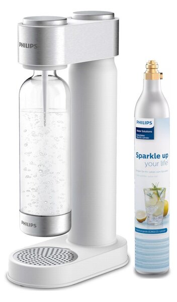 Philips ADD4902WH/10 White Inox Soda Maker Gasatore Acqua con Bombola Gas CO2 e Bottiglia PET