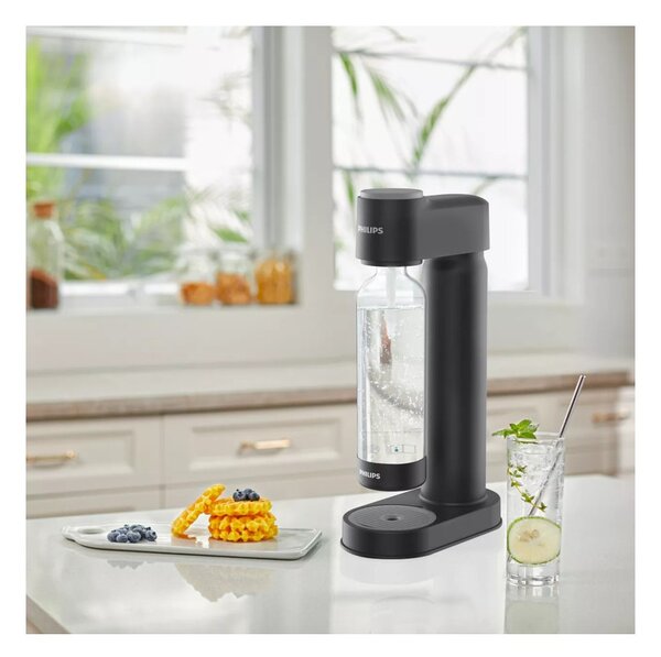 Philips ADD4901BK/10 Lite Black Soda Maker Gasatore Acqua con Bombola Gas CO2 e Bottiglia PET