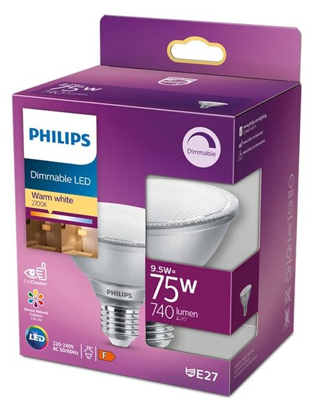Philips Led Spot PAR30S DIM E27 9,5W 230V 740Lm Faretto Dimmerabile Eq. 75W