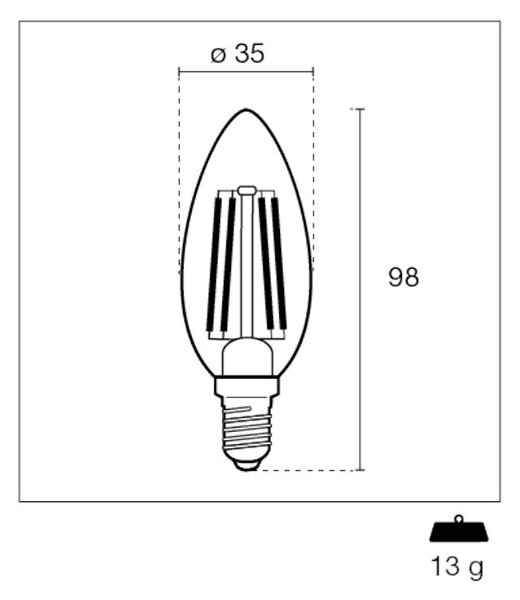 Century INM1W-451427 Candela E14 4,5W Incanto White Led 470lm 2700K 230V Equivalente 40w