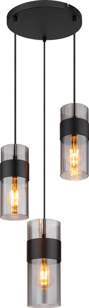 Globo Lighting lampada a sospensione in metallo nero opaco, 3x E27
