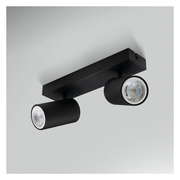 Century ENSN-2GU10 Enfasi Square Black 2 Faretti GU10 Ruotabili 360° Inclinabili 90°