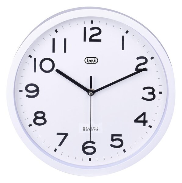 Trevi OM3302S Bianco Orologio da Parete 30cm Movimento Silenzioso SWEEP a Secondi Continui