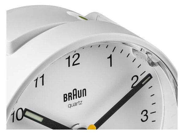 Braun BC01W White Orologio Analogico Quarzo Sveglia Crescendo Snooze Luce Lancette Punta Luminosa
