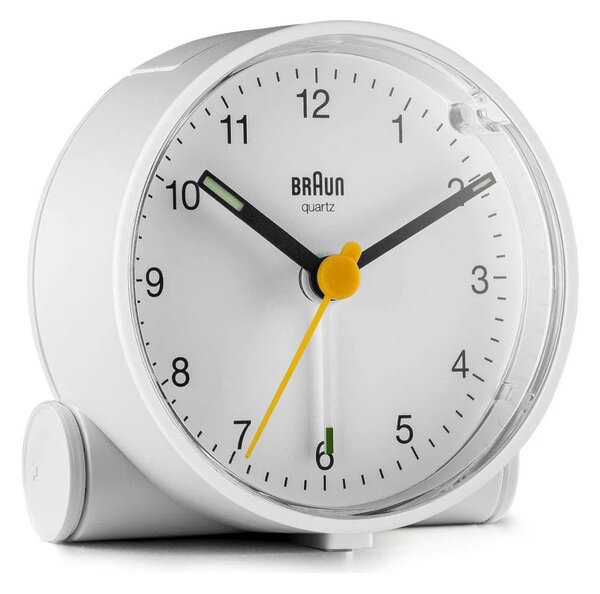Braun BC01W White Orologio Analogico Quarzo Sveglia Crescendo Snooze Luce Lancette Punta Luminosa