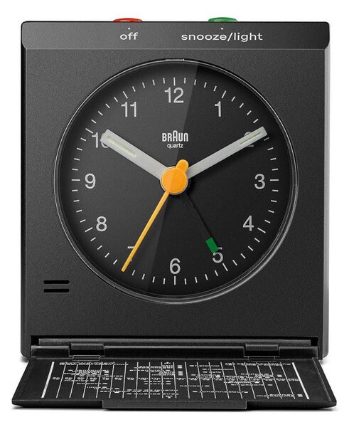 Braun BC05B Black Orologio Analogico Quarzo Sveglia Crescendo Snooze Luce Lancette Punta Luminosa Coperchio