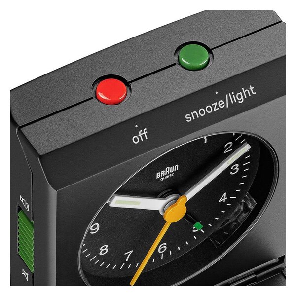 Braun BC05B Black Orologio Analogico Quarzo Sveglia Crescendo Snooze Luce Lancette Punta Luminosa Coperchio