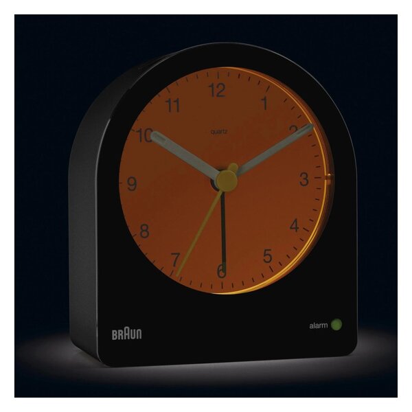 Braun BC22B Black Orologio Analogico Quarzo Sveglia Crescendo Retroilluminazione Continua Lancette Punta Luminosa